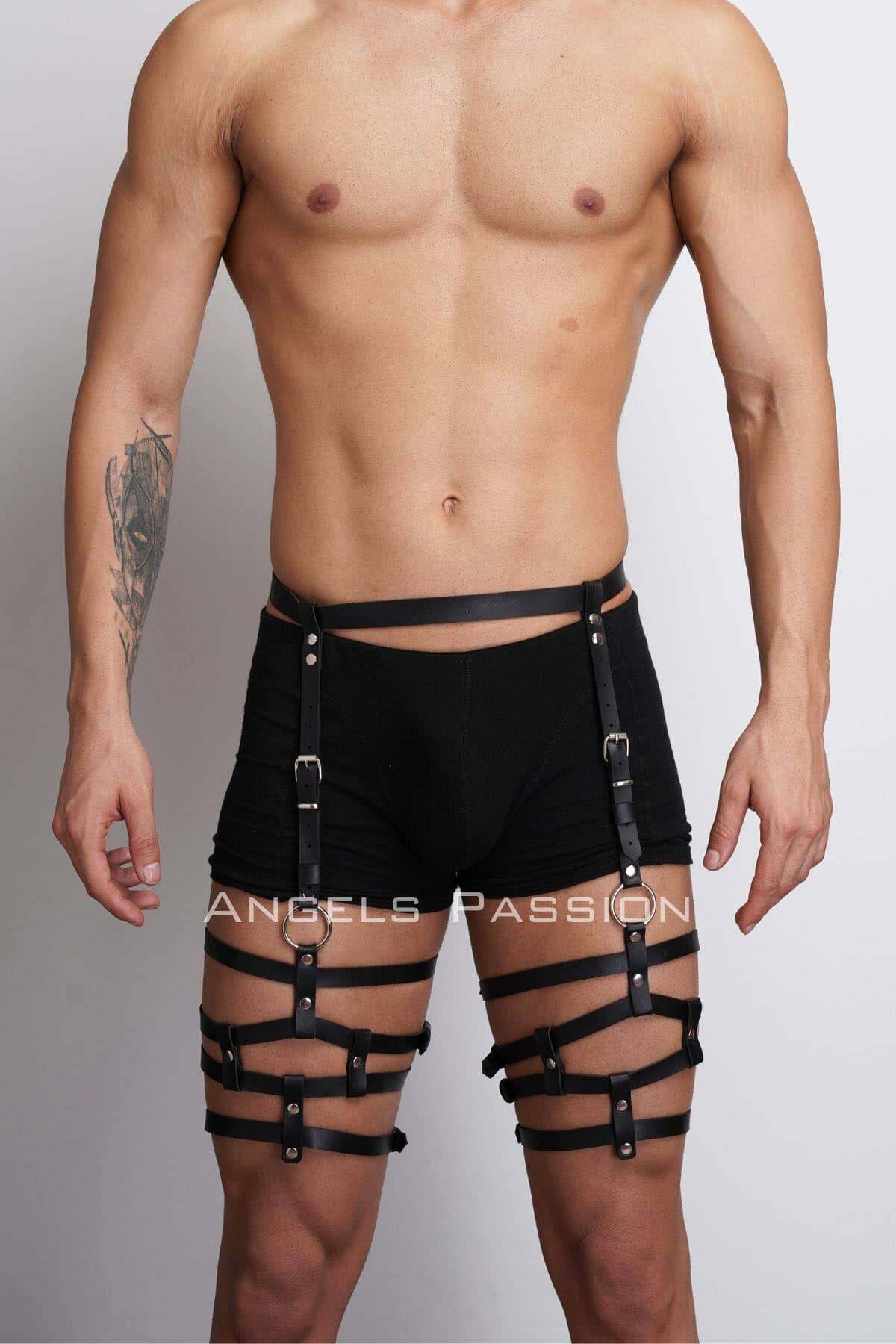 CLZ41 Erkek Bacak Harness, Bacak Kemer ve Bacak Aksesuar, Tarz Erkek Bacak Kemer - Ürün Rengi:Siyah