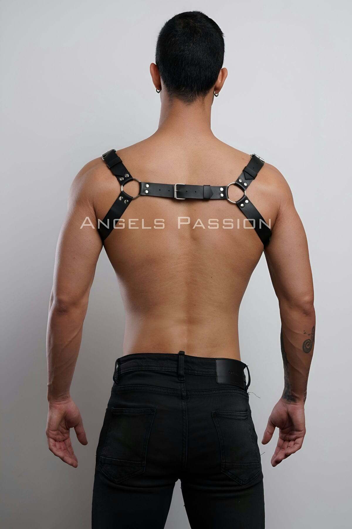 CLZ41 Erkek Göğüs Harness, Fantazi Giyim Deri Harness - Ürün Rengi:Siyah