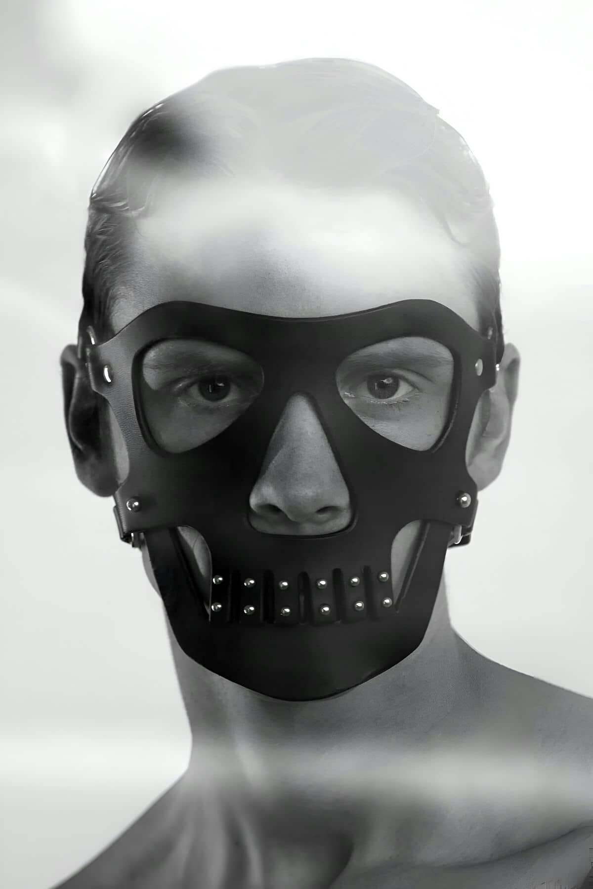 CLZ41 Erkek Maske, Deri Maske, Parti Maskesi, Seksi Maske - Ürün Rengi:Siyah