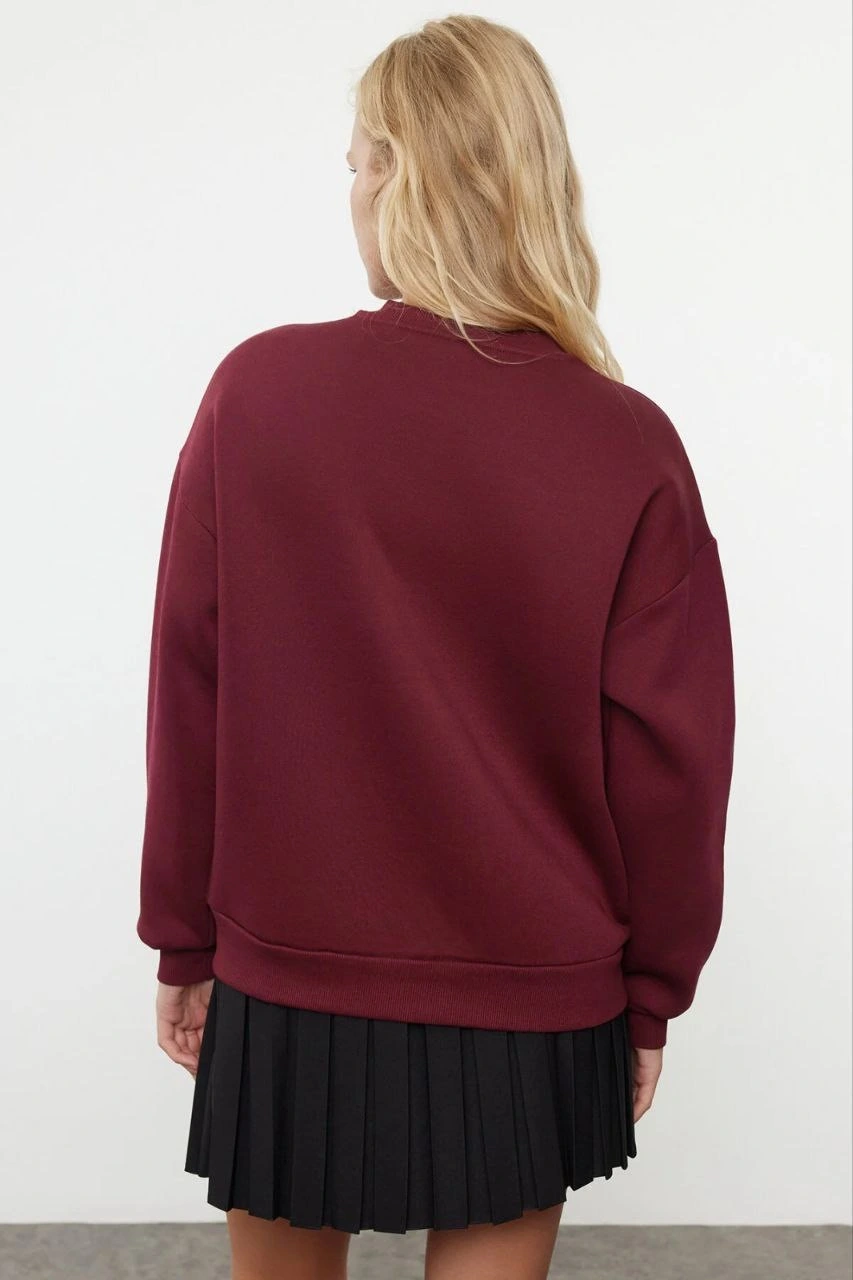 3 iplik şardonlu bisiklet yaka sweatshirt bordo 3 iplik şardonlu bisiklet yaka sweatshirt bordo
