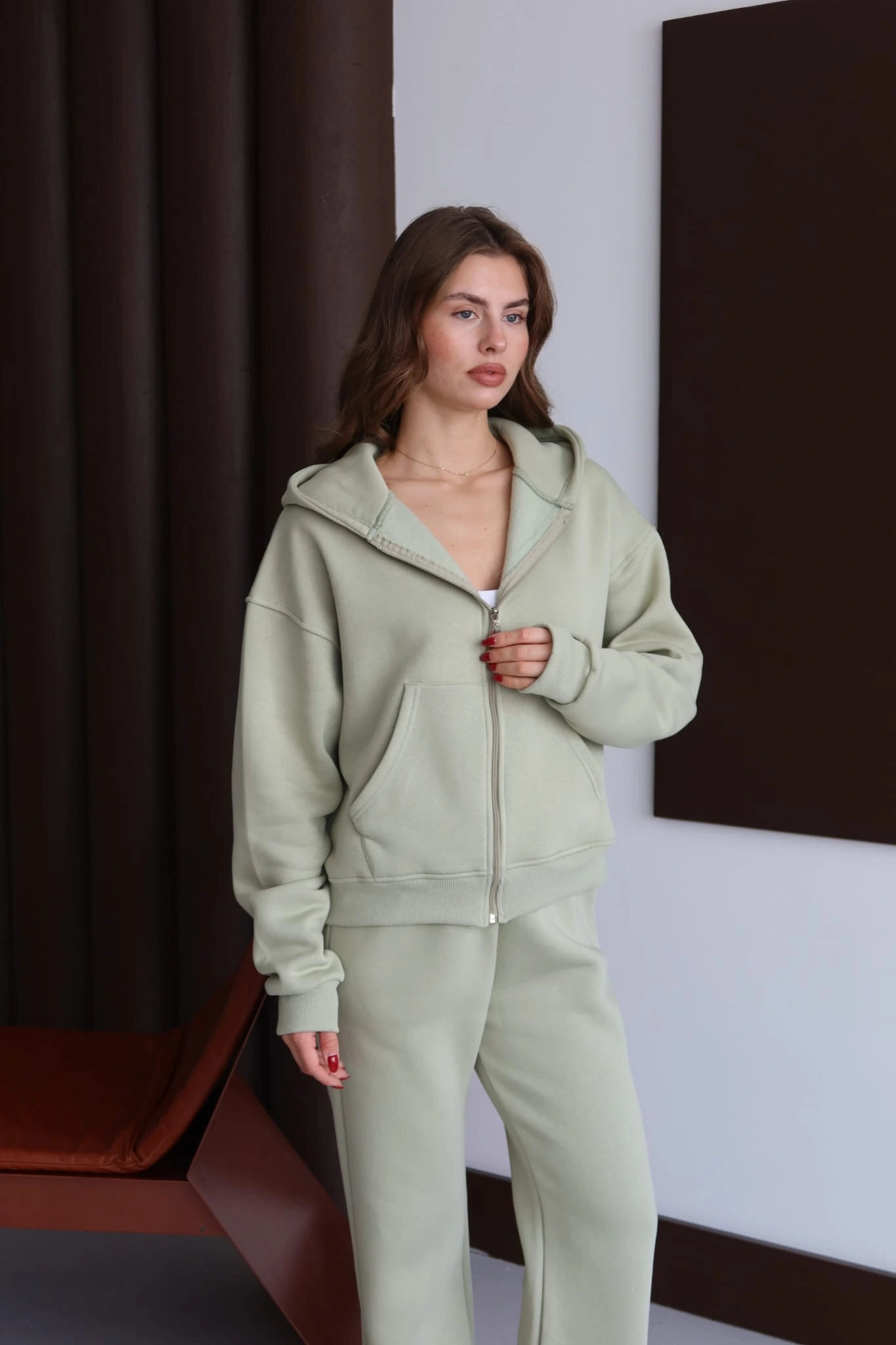 3 iplik şardonlu kapşonlu hoodie frm mint p510437 3 iplik şardonlu kapşonlu hoodie frm mint p510437