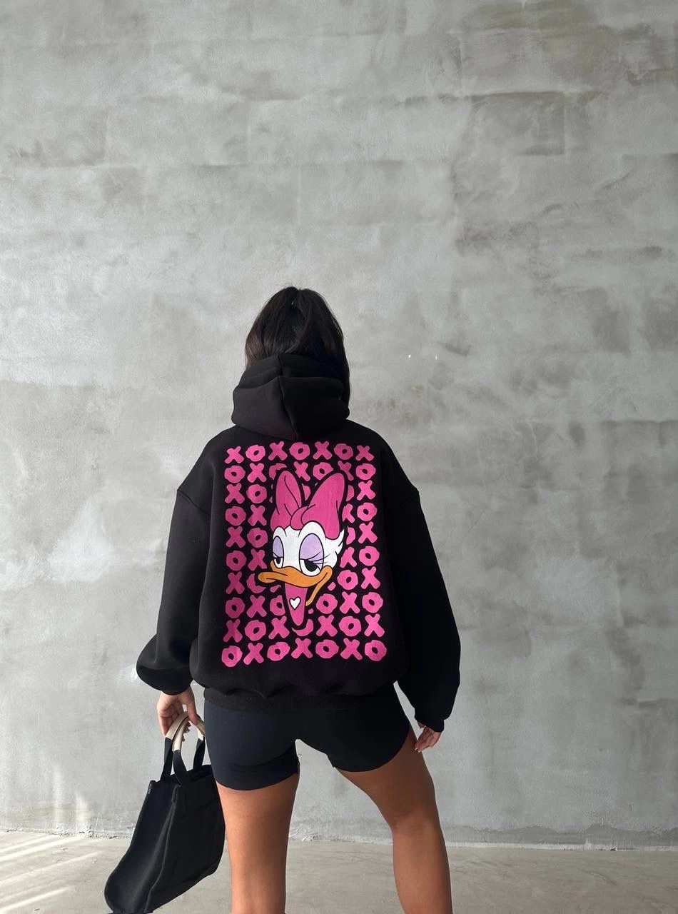 3 iplik şardonlu oversize compact ördek baskılı sweat siyah 3 iplik şardonlu oversize compact ördek baskılı sweat siyah