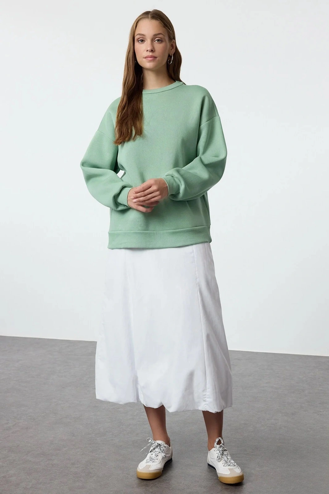 3 iplik şardonlu bisiklet yaka sweatshirt mint 3 iplik şardonlu bisiklet yaka sweatshirt mint