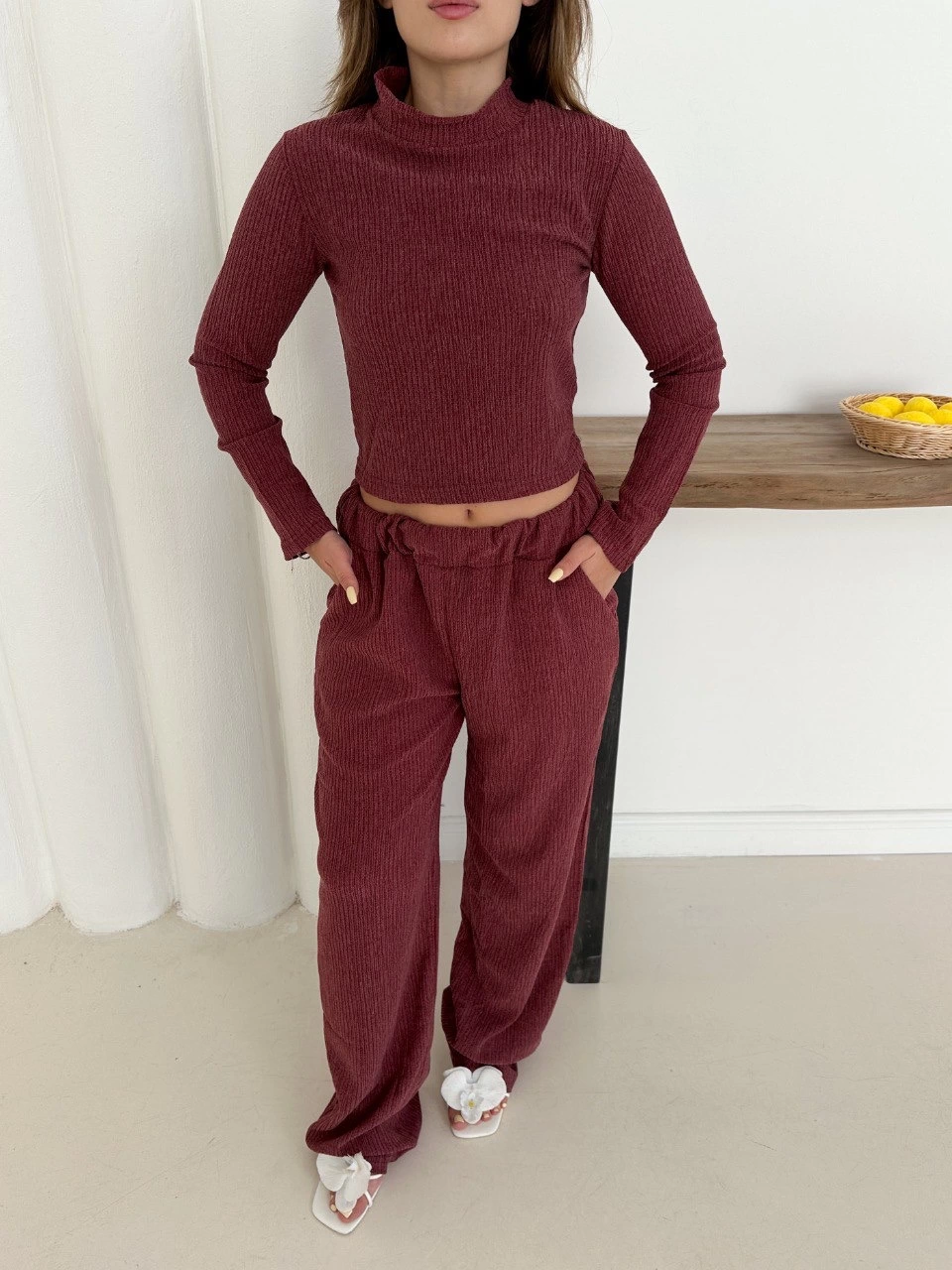 Balıkçı yaka örme takım bordo Balıkçı yaka örme takım bordo