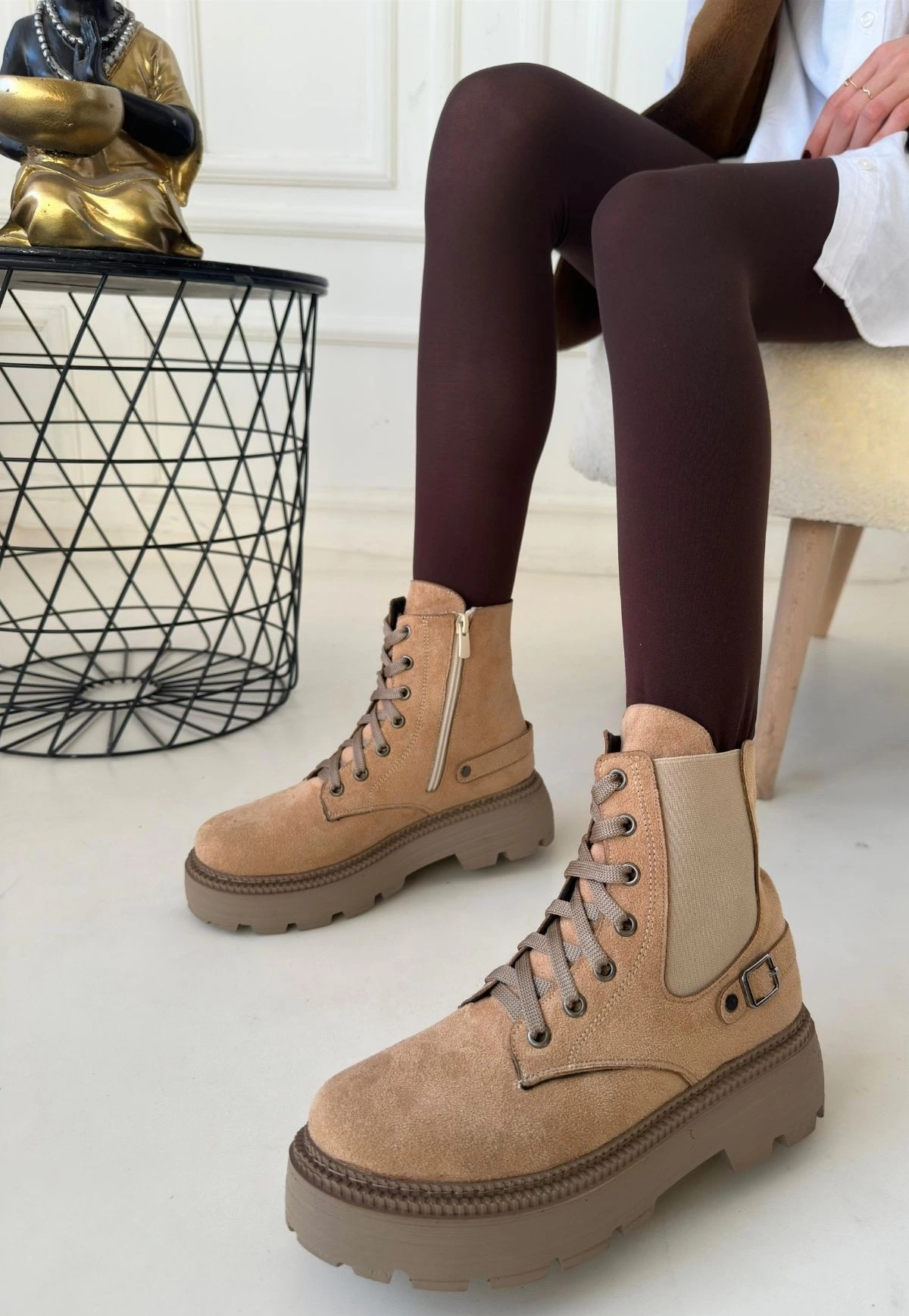 Boby Nude Süet Bağcıklı Bot Boby Nude Süet Bağcıklı Bot