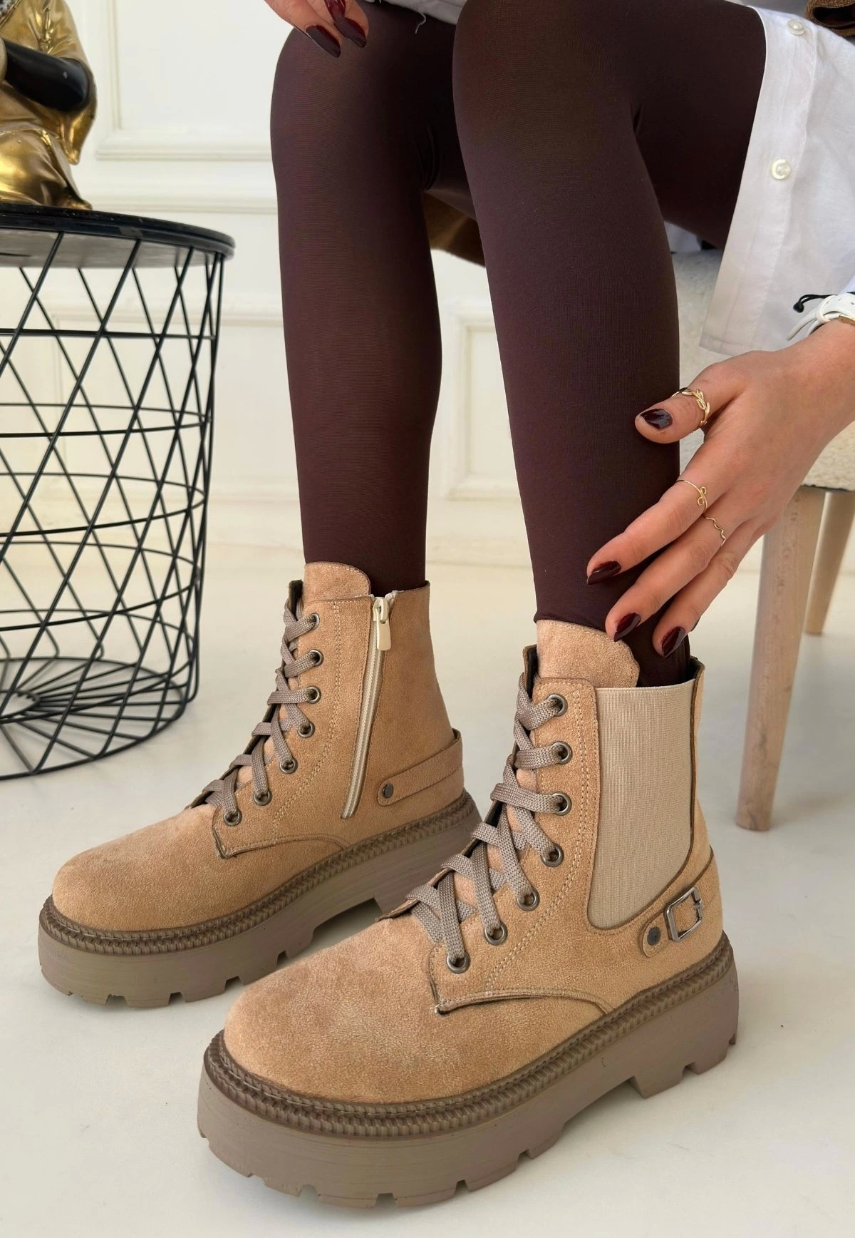 Boby Nude Süet Bağcıklı Bot Boby Nude Süet Bağcıklı Bot