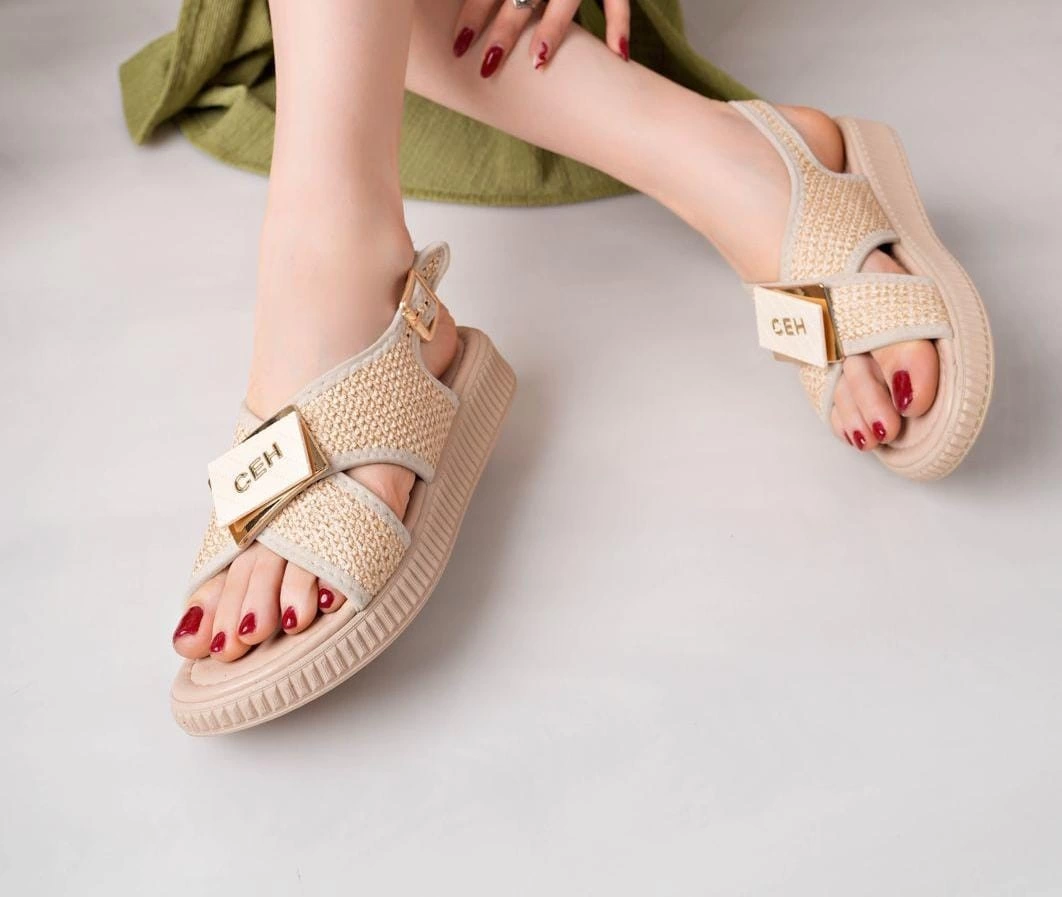 Cate Bej Hasır Cilt Sandalet Cate Bej Hasır Cilt Sandalet