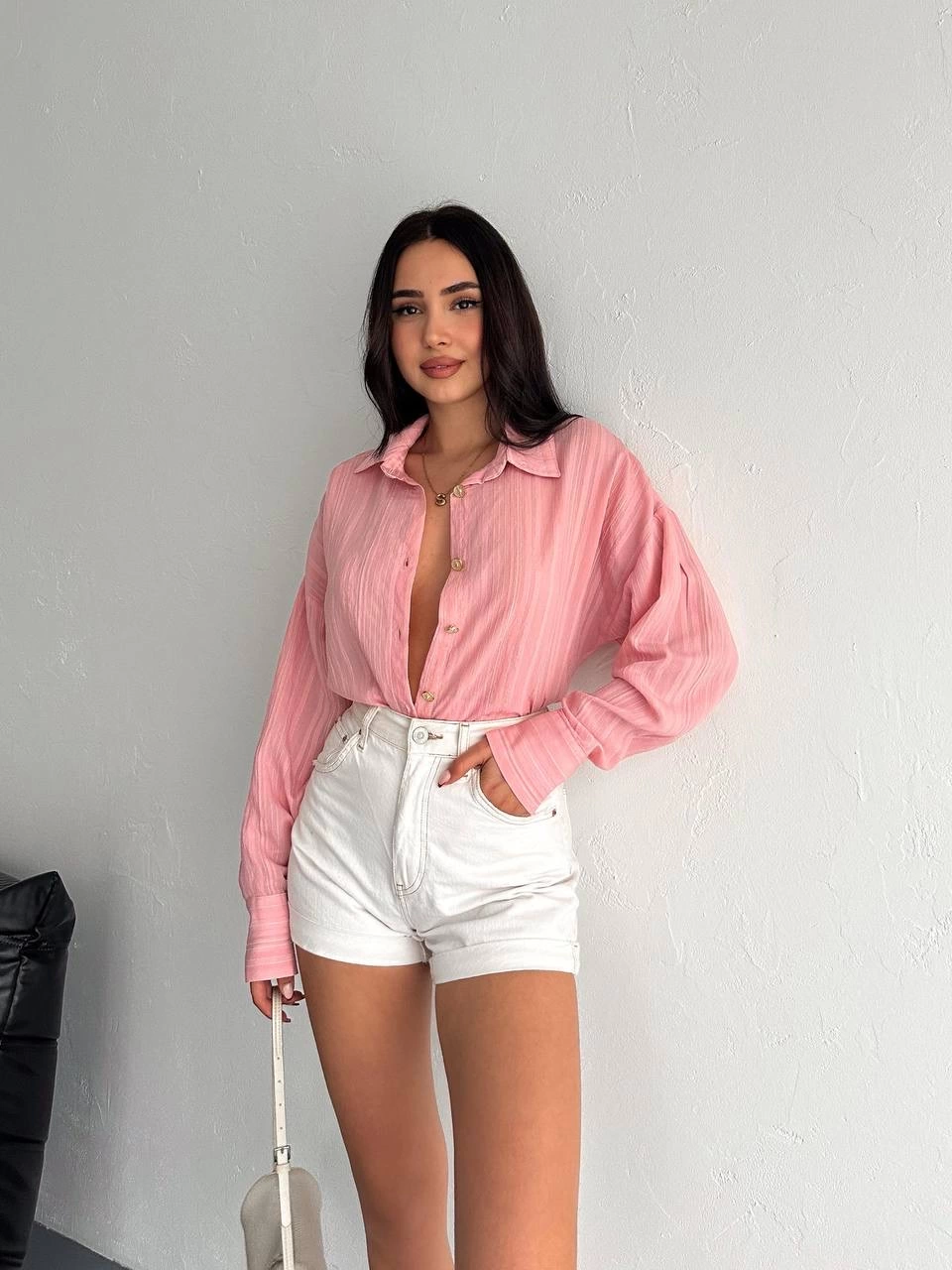 Çizgili oversize gömlek Çizgili oversize gömlek