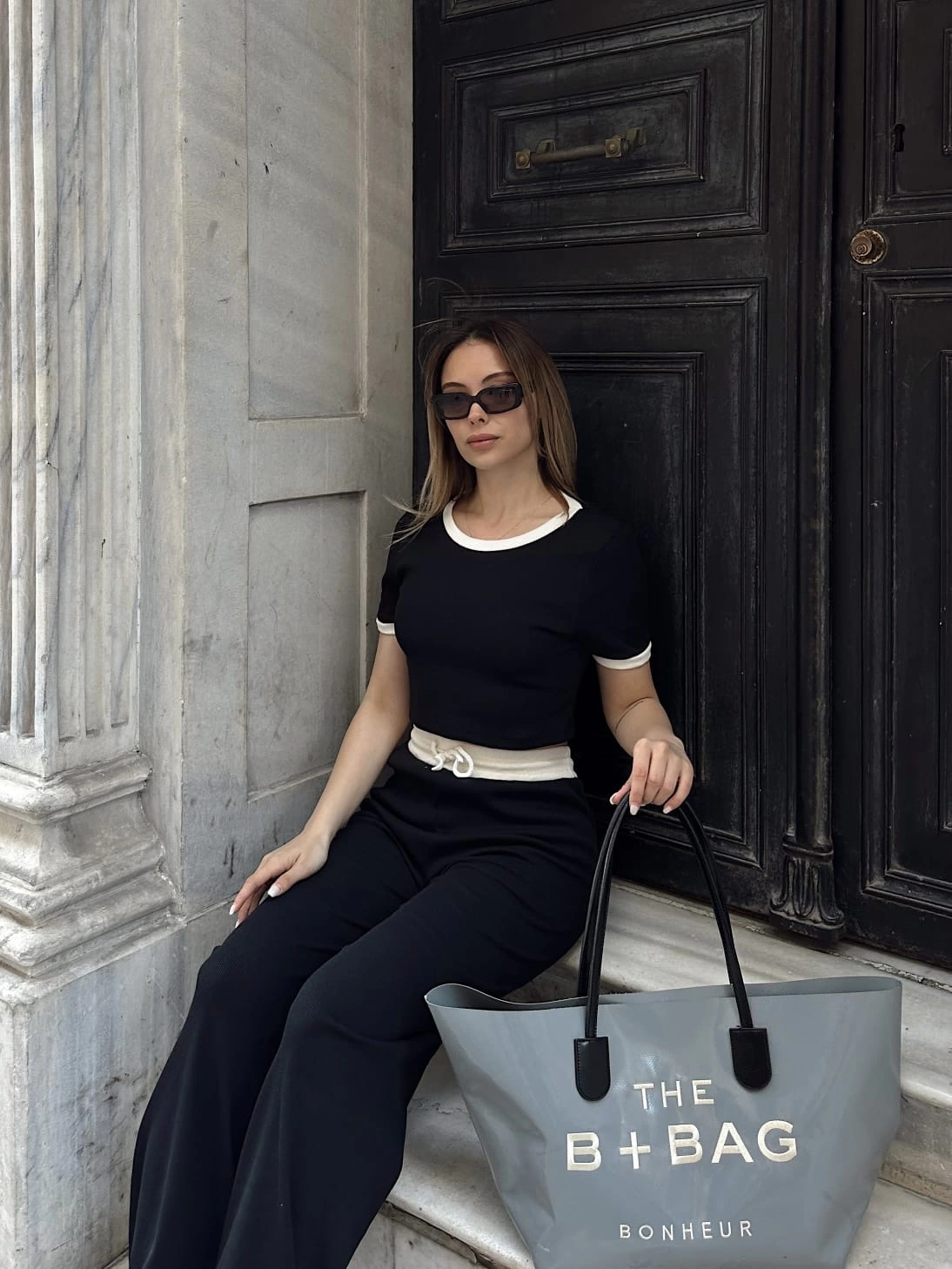 Crop pantolon biyeli takım siyah Crop pantolon biyeli takım siyah