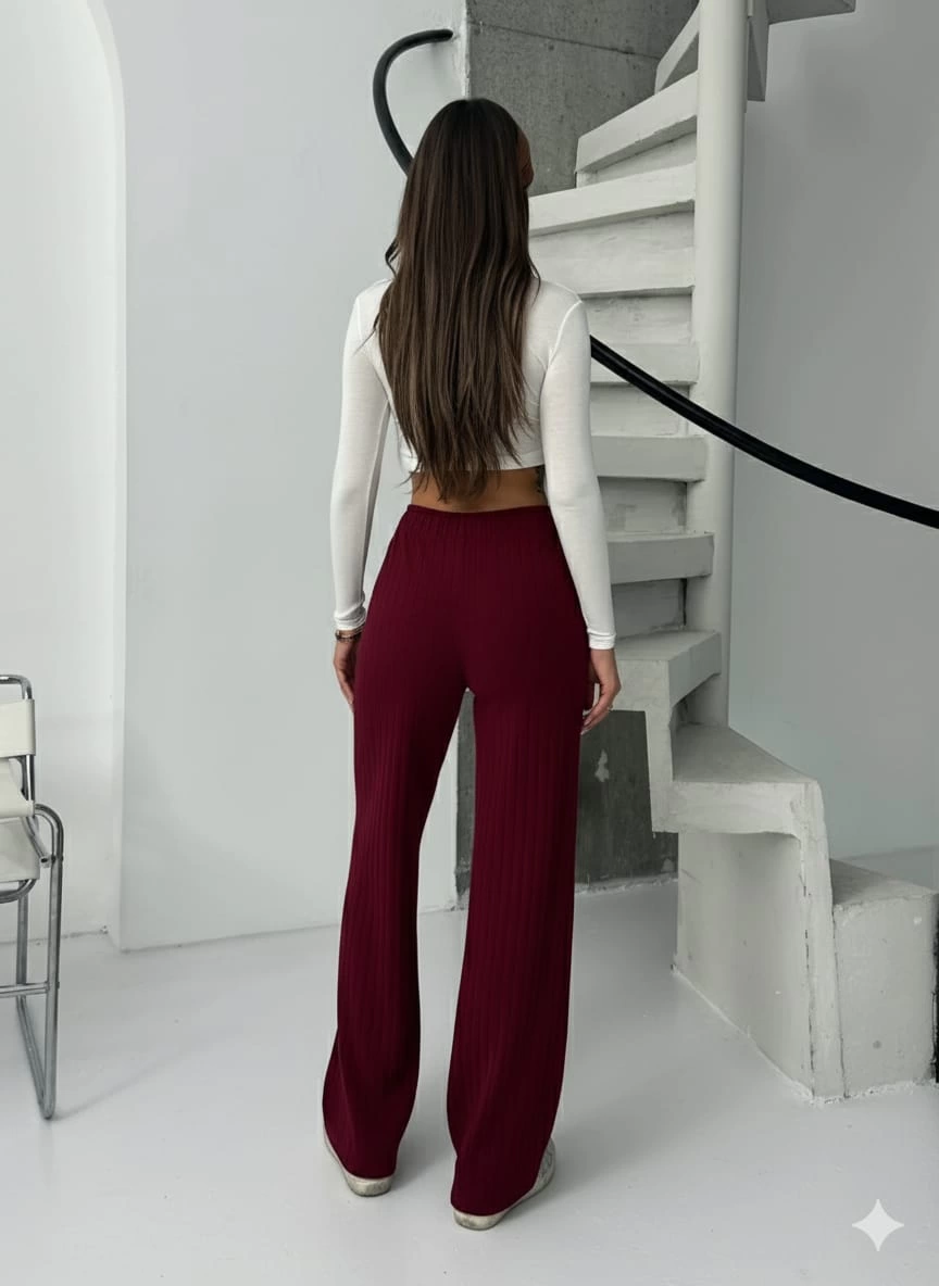Fitilli şardonlu pantolon bordo Fitilli şardonlu pantolon bordo