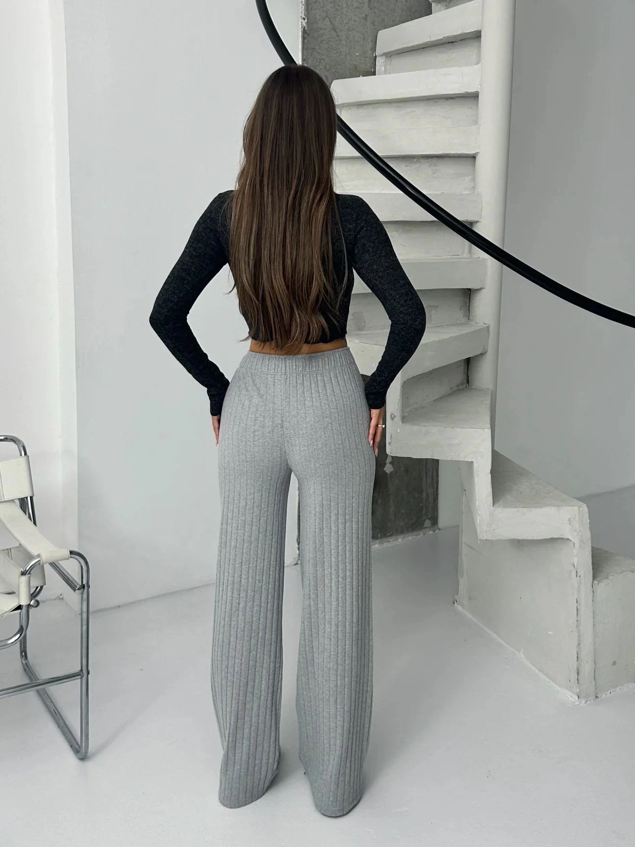 Fitilli şardonlu pantolon gri Fitilli şardonlu pantolon gri