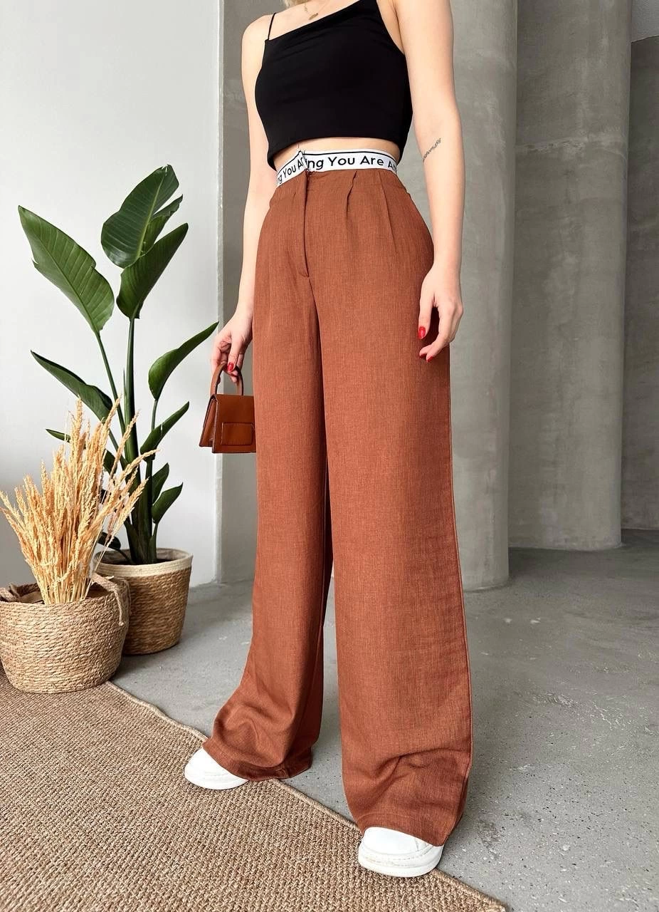 Flamlı kahve pantolon Flamlı kahve pantolon