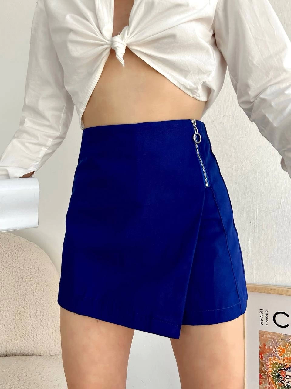 Gabardin fermuarlı şort etek Gabardin fermuarlı şort etek
