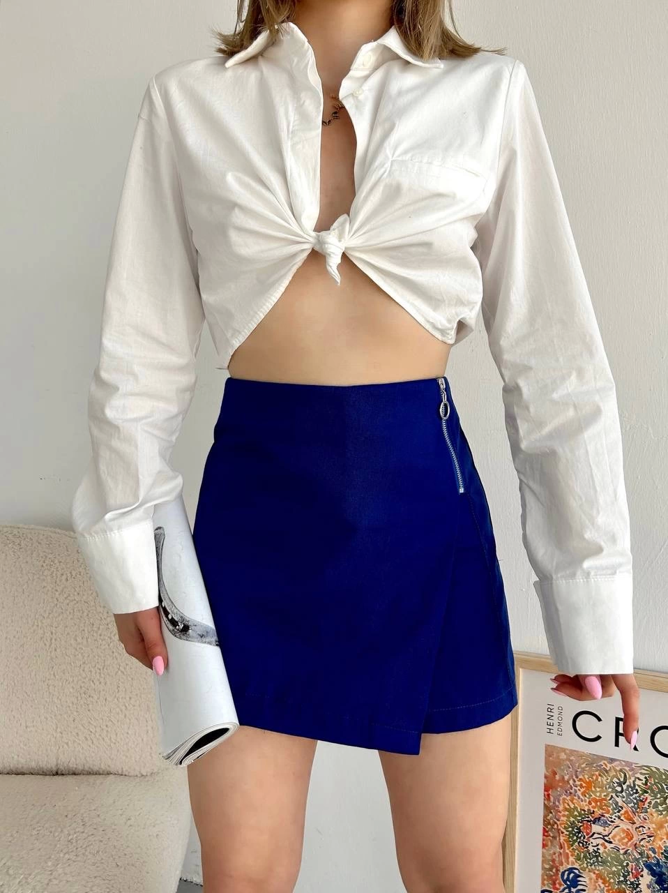 Gabardin fermuarlı şort etek Gabardin fermuarlı şort etek