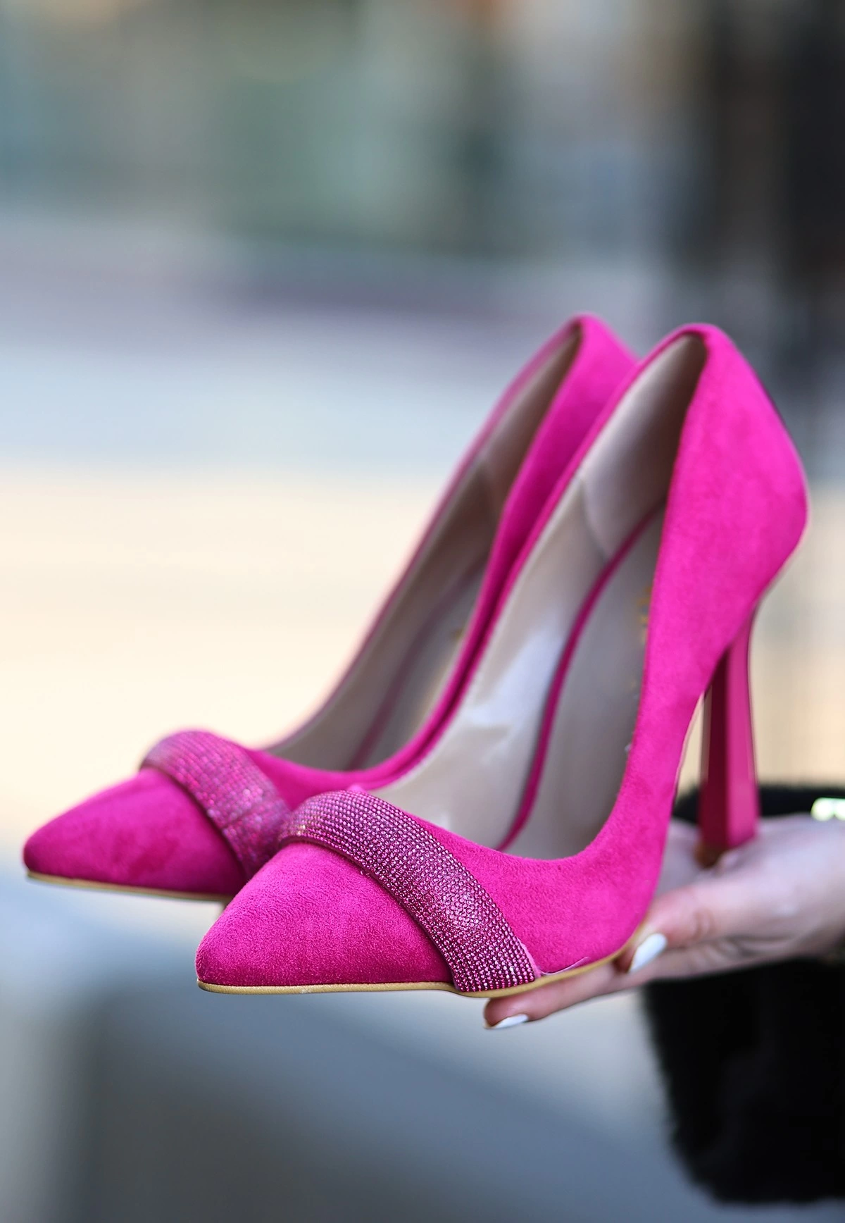 Gida Fuşya Süet Stiletto Ayakkabı Gida Fuşya Süet Stiletto Ayakkabı