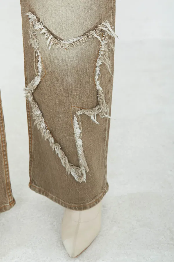 Kadın Yüksel Bel Püskül Detaylı Palazzo Jean Kot Pantolon Kadın Yüksel Bel Püskül Detaylı Palazzo Jean Kot Pantolon