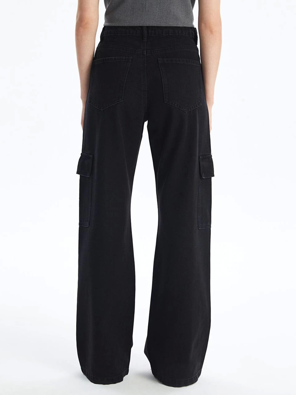 Kargo cep jeans pantolon siyah