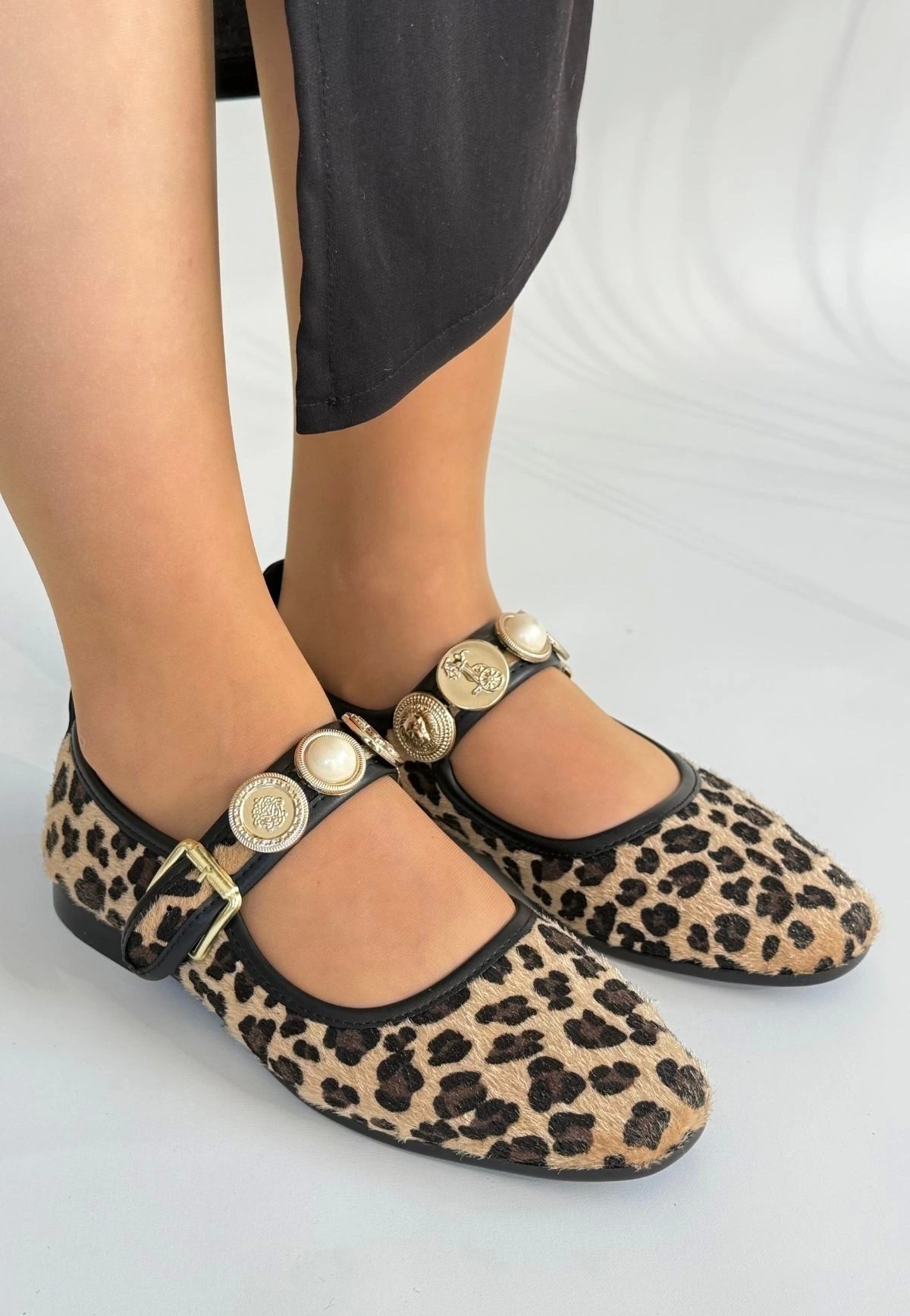 Koope Leopar Süet Babet Ayakkabı Koope Leopar Süet Babet Ayakkabı