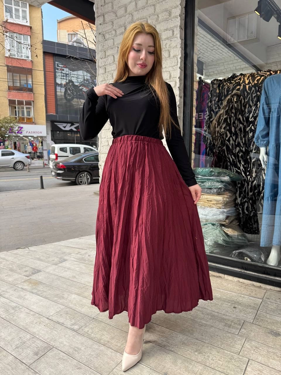 Kraş etek bordo