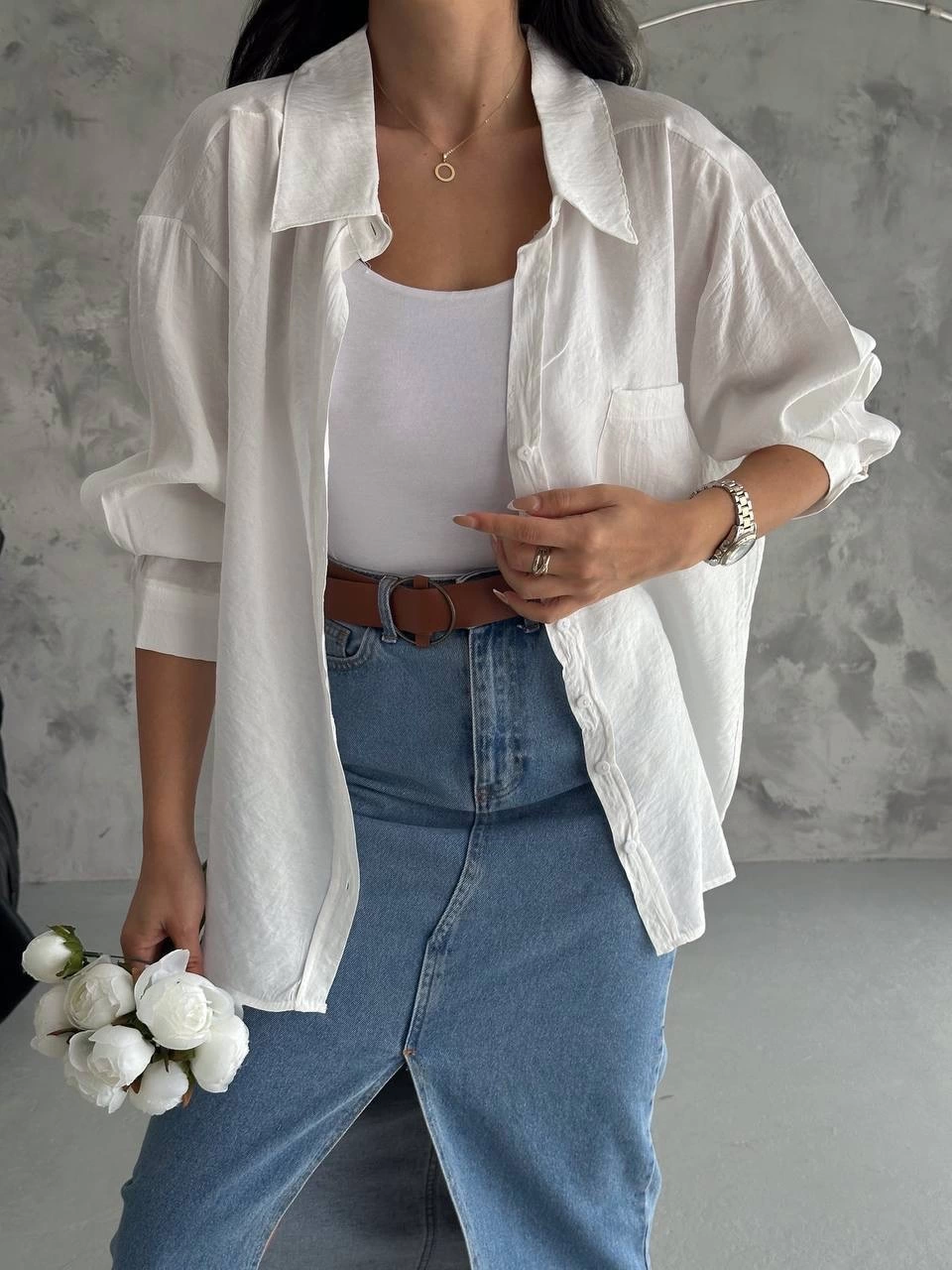 Modal oversize cepli gömlek Modal oversize cepli gömlek