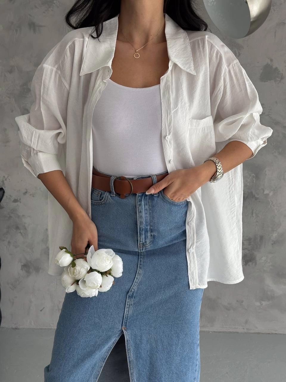 Modal oversize cepli gömlek Modal oversize cepli gömlek
