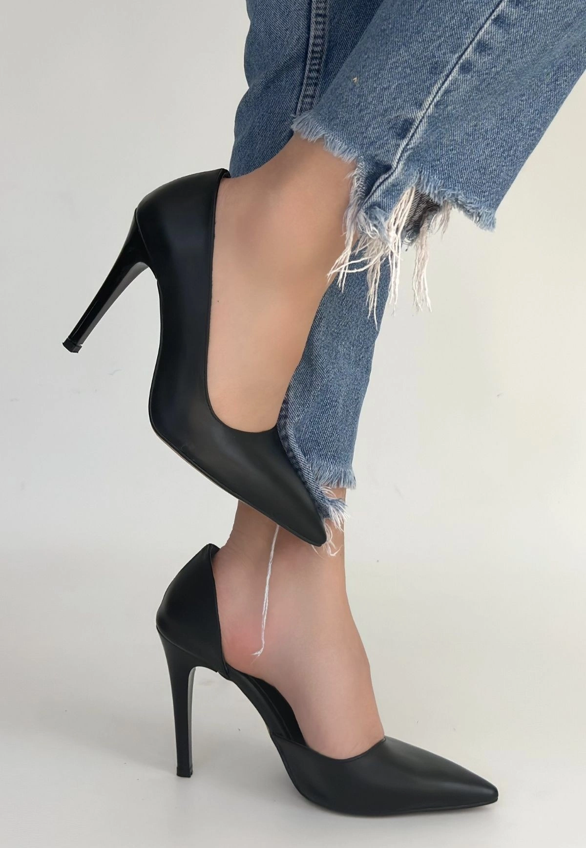 Pley Siyah Cilt Stiletto Ayakkabı Pley Siyah Cilt Stiletto Ayakkabı