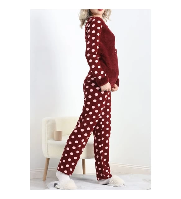 Polatlı alt üst pontiyeli pijama takımı bordo Polatlı alt üst pontiyeli pijama takımı bordo