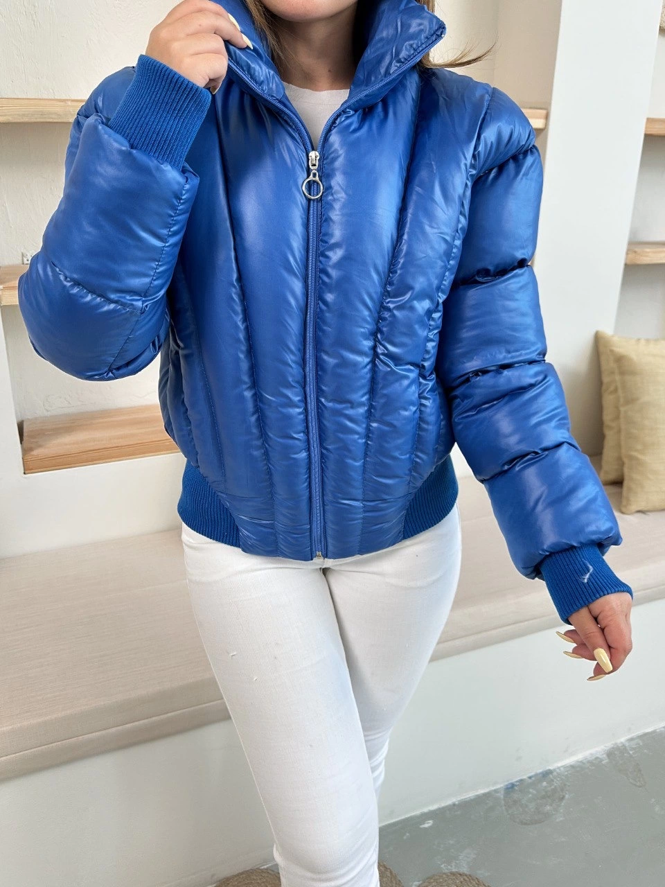 Puffer kısa mont mavi st25534 Puffer kısa mont mavi st25534