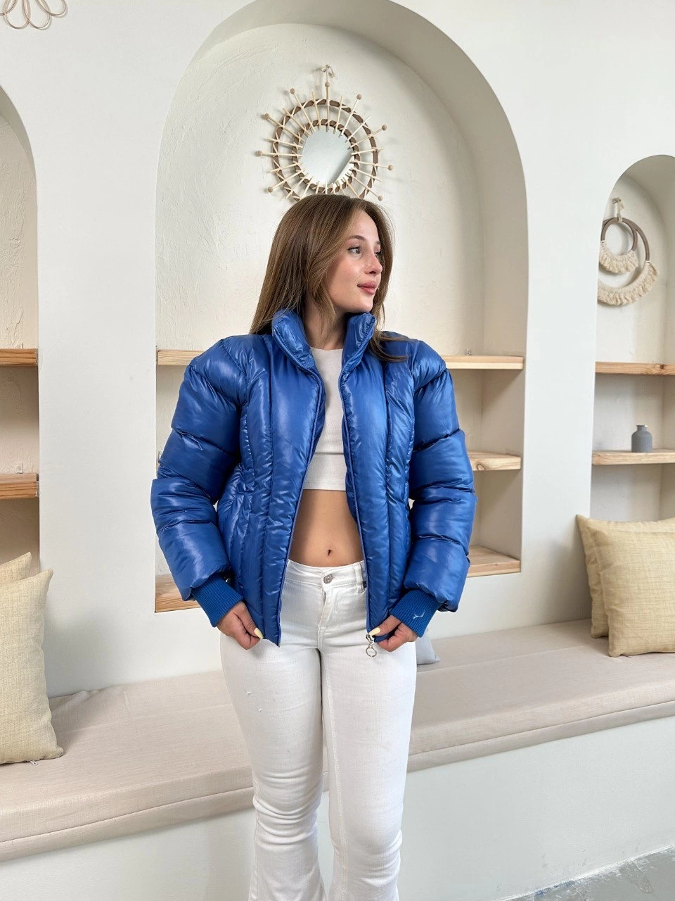 Puffer kısa mont mavi st25534 Puffer kısa mont mavi st25534