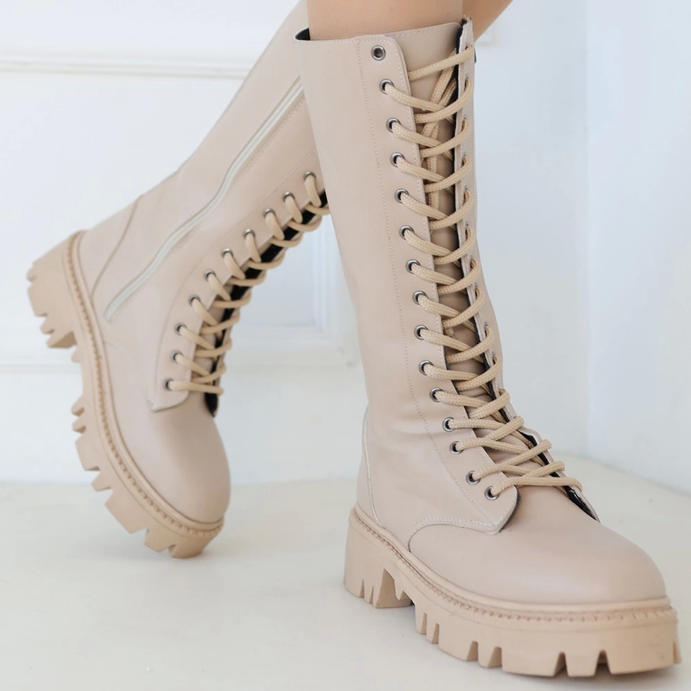 Uliza Nude Cilt Bağcıklı Çizme Uliza Nude Cilt Bağcıklı Çizme