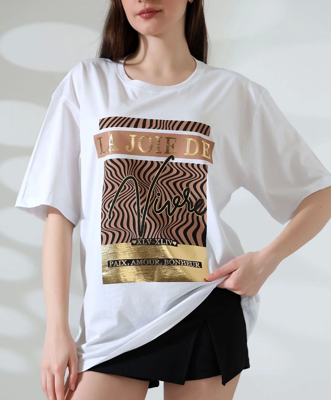 Varak çizgili Oversize tişört Varak çizgili Oversize tişört