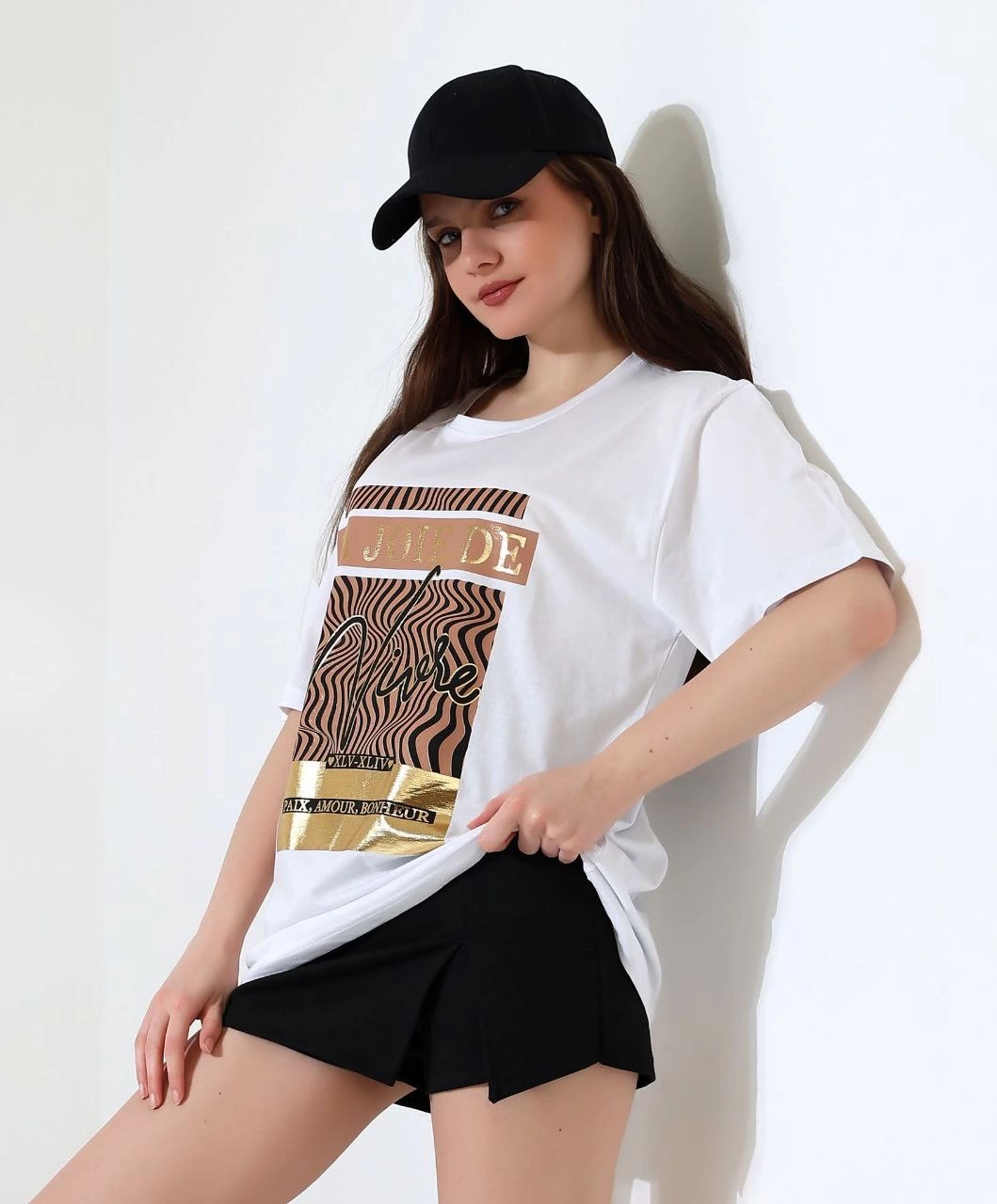 Varak çizgili Oversize tişört Varak çizgili Oversize tişört