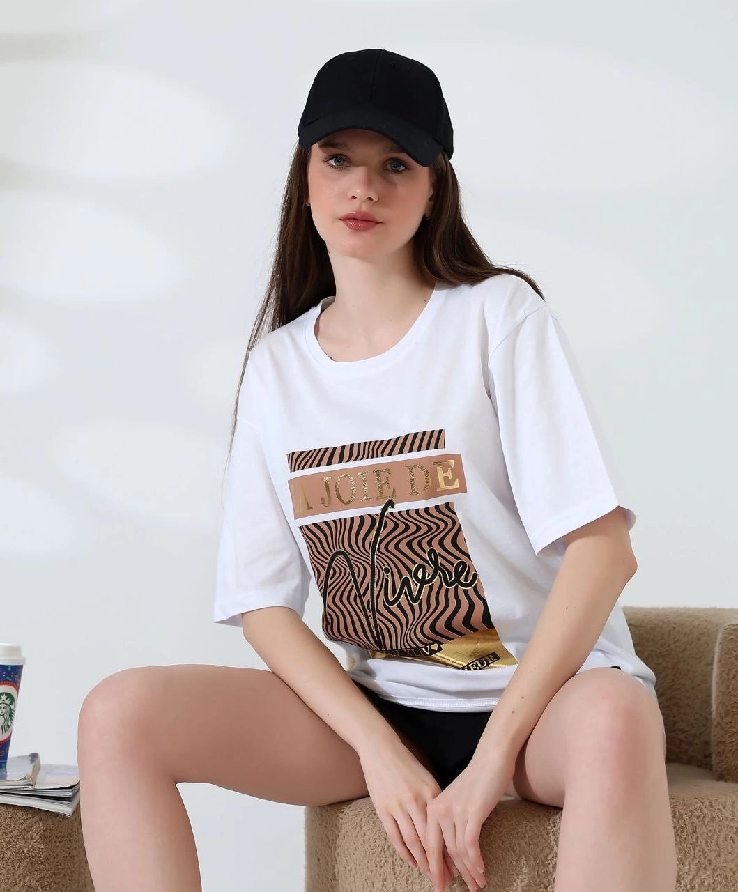 Varak çizgili Oversize tişört Varak çizgili Oversize tişört