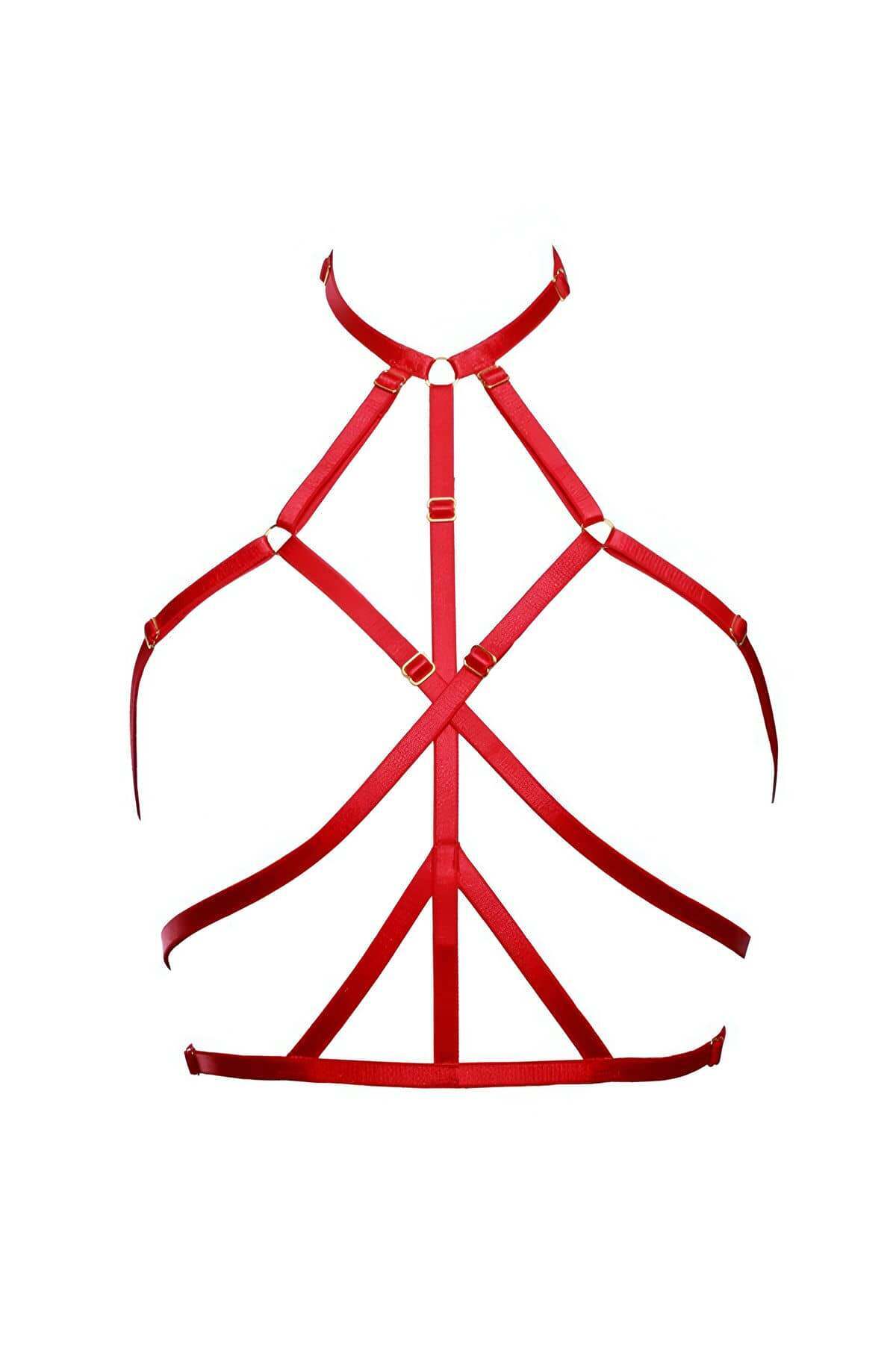 CLZ41 Göğsü Saran Şık Lastik Harness - Ürün Rengi:Kırmızı