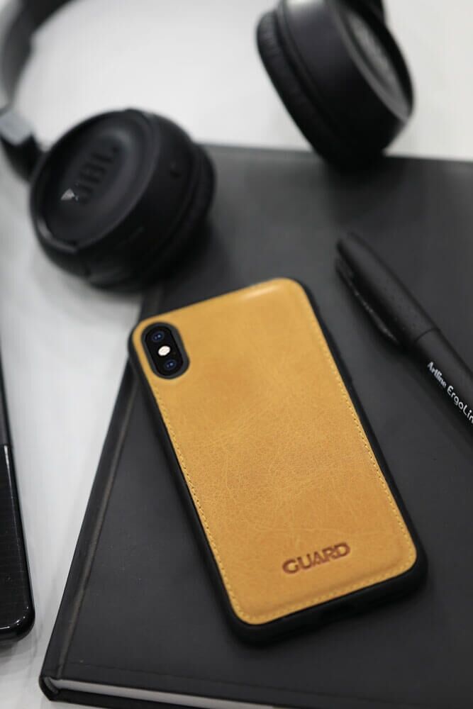 CLZ359  Antik Deri Sarı iPhone XS Max Telefon Kılıfı