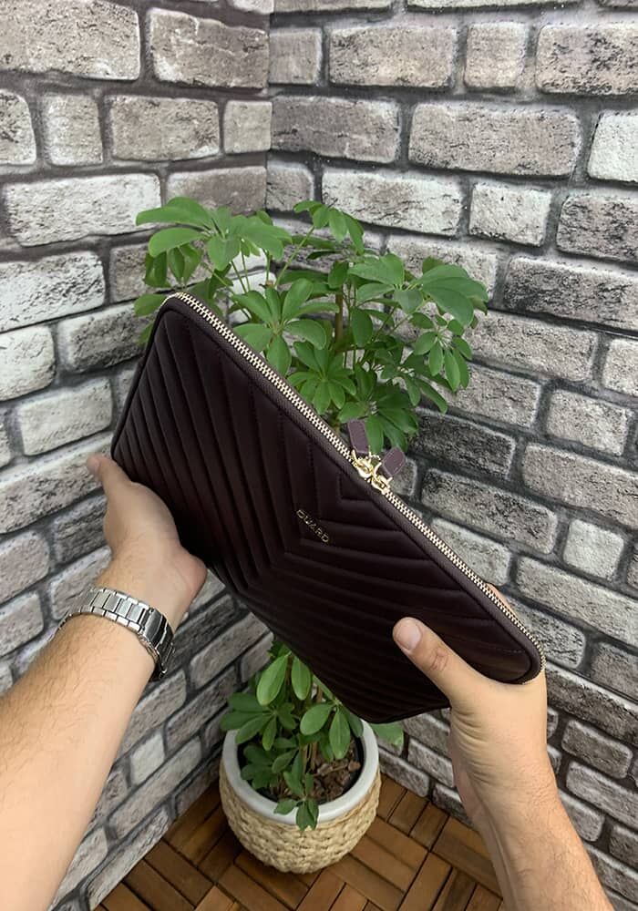 Bordo Mat Üçgen Desen  Clutch Çanta