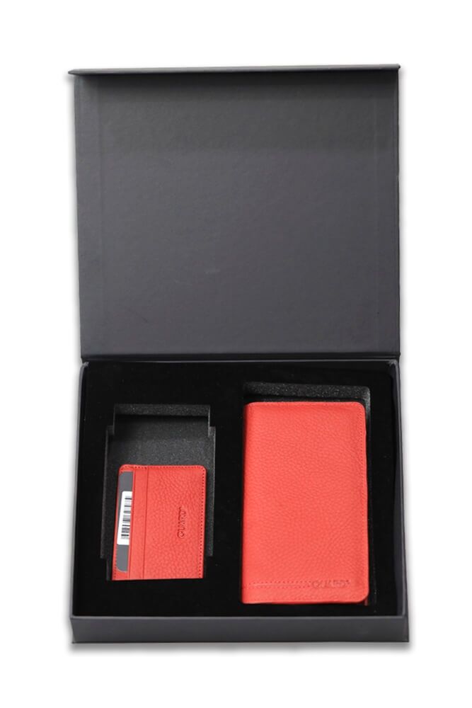 CLZ359  Hediyelik Kırmızı Portföy  -  Kartlık Seti