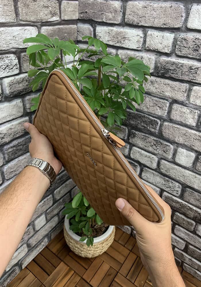 CLZ359  Krem Capitone Clutch Çanta