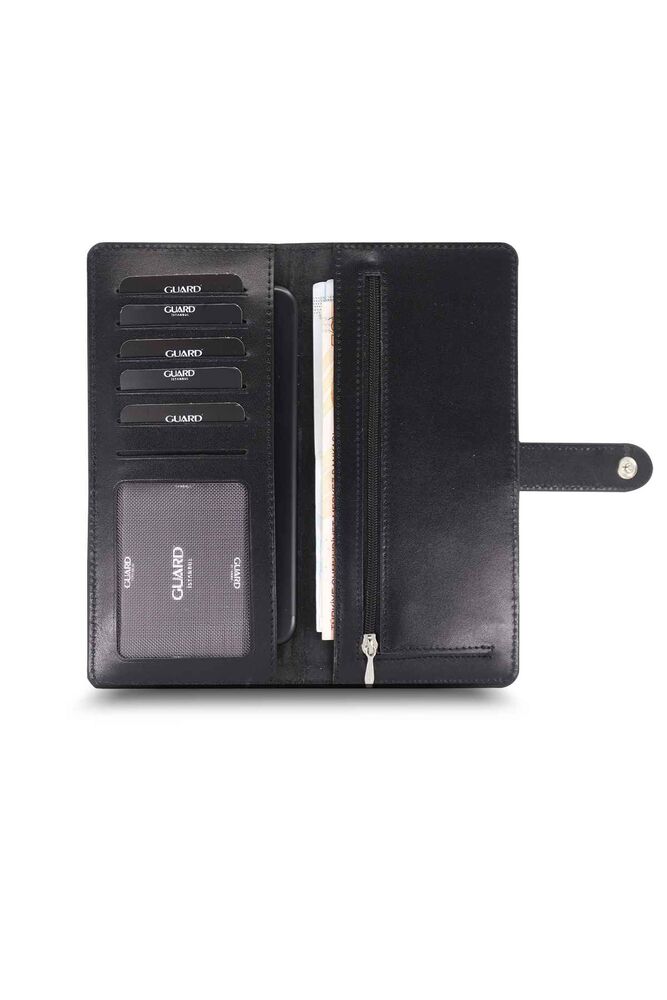 CLZ359  Large Croco Siyah Kart ve Para Slotlu Deri Telefon Cüzdanı