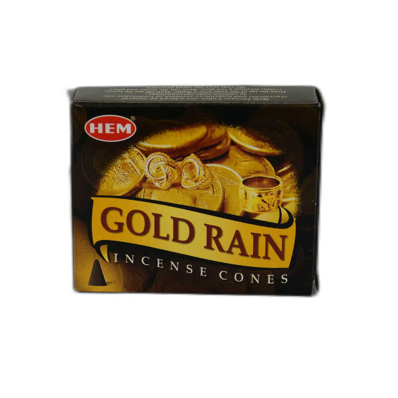 CLZ214 Altın Yağmuru Bolluk Bereket Çeken 10 Konik Tütsü - Gold Rain Incense Cones