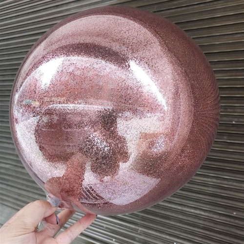 Rose Gold Renk Simli Yuvarlak Şeffaf Balon 24 İnç