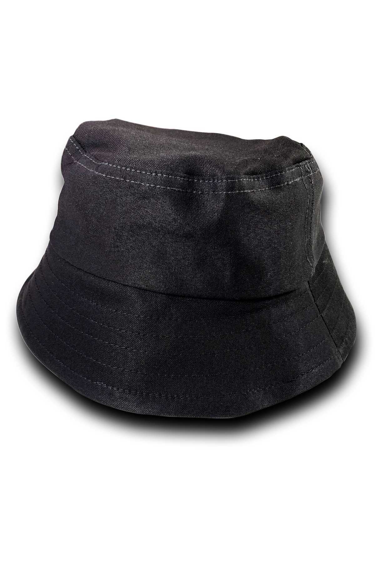 Unisex Kova Şapka Balıkçı Şapka Bucket Hat Siyah