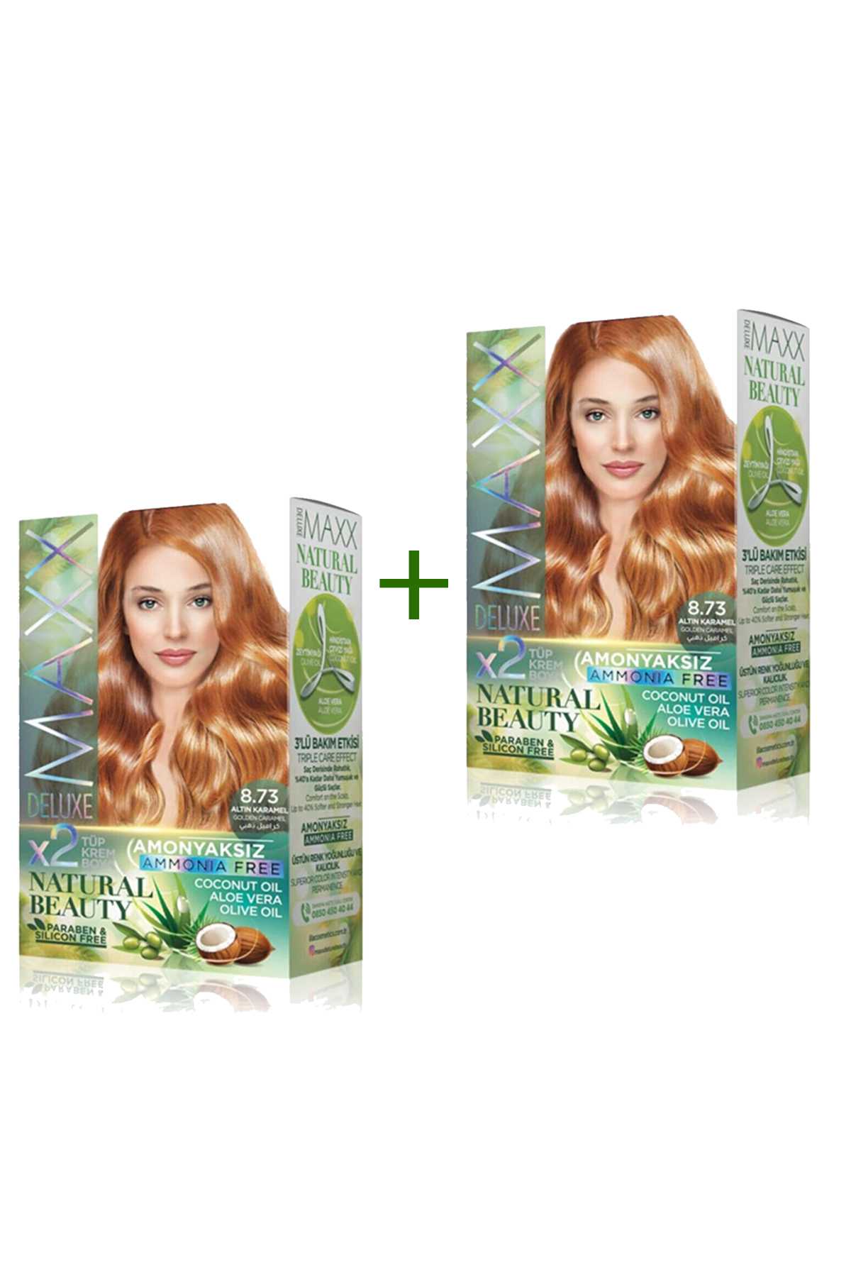 2 Paket Natural Beauty Amonyaksız Saç Boyası 8.73 Altın Karamel