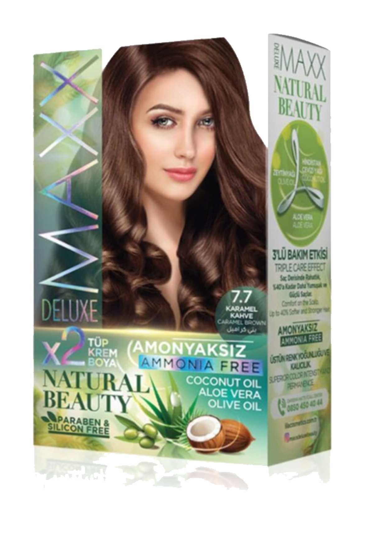 2 Paket Natural Beauty Amonyaksız Saç Boyası 7.7 Karamel Kahve