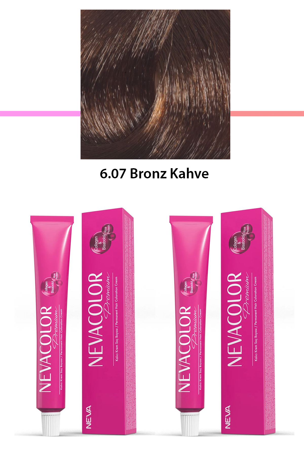 2 li Set Premium 6.07 Bronz Kahve - Kalıcı Krem Saç Boyası 2 X 50 g Tüp