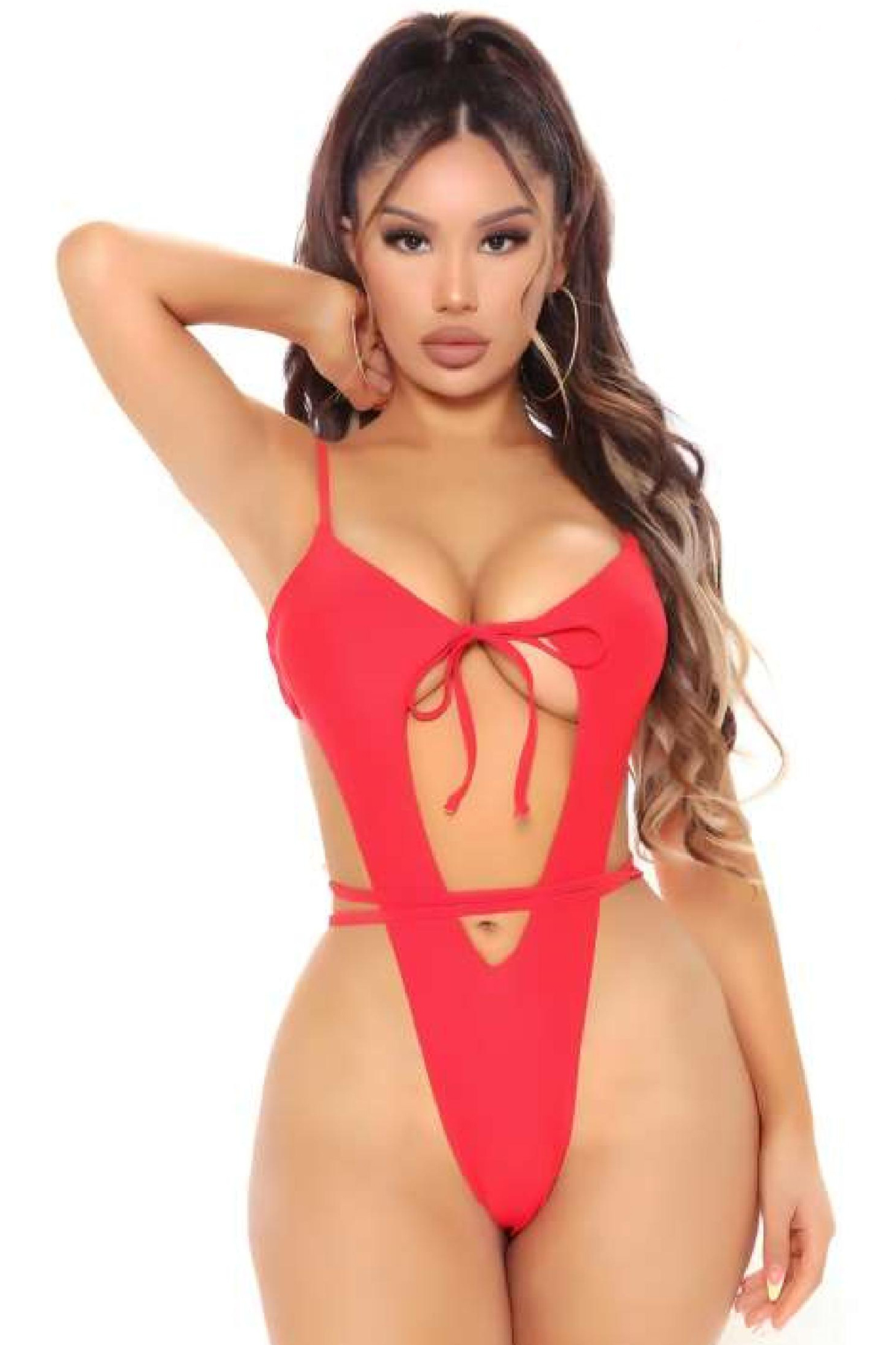 Kadın Babydoll Fantezi Harness Erotik Kıyafet 2051 Kırmızı - Turk