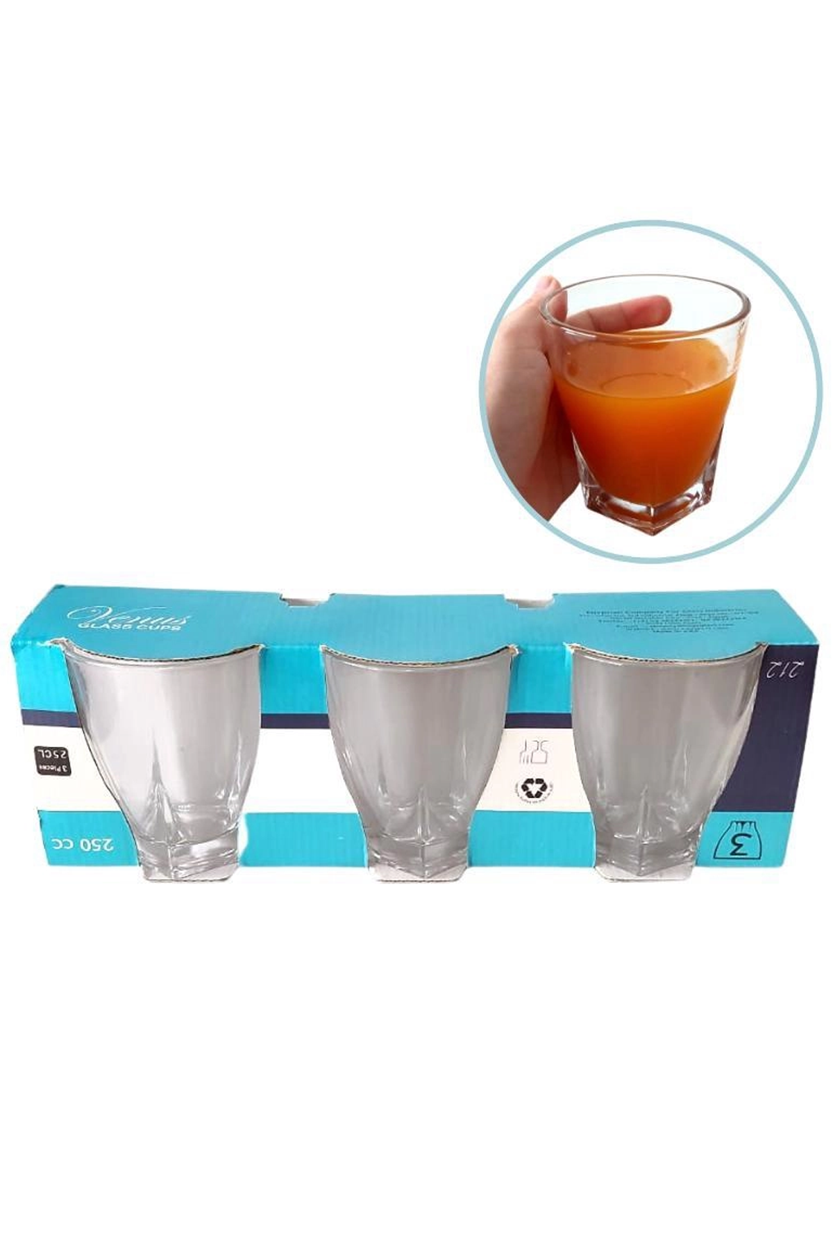 Venüs 3'lü Su Bardağı 250Ml 212