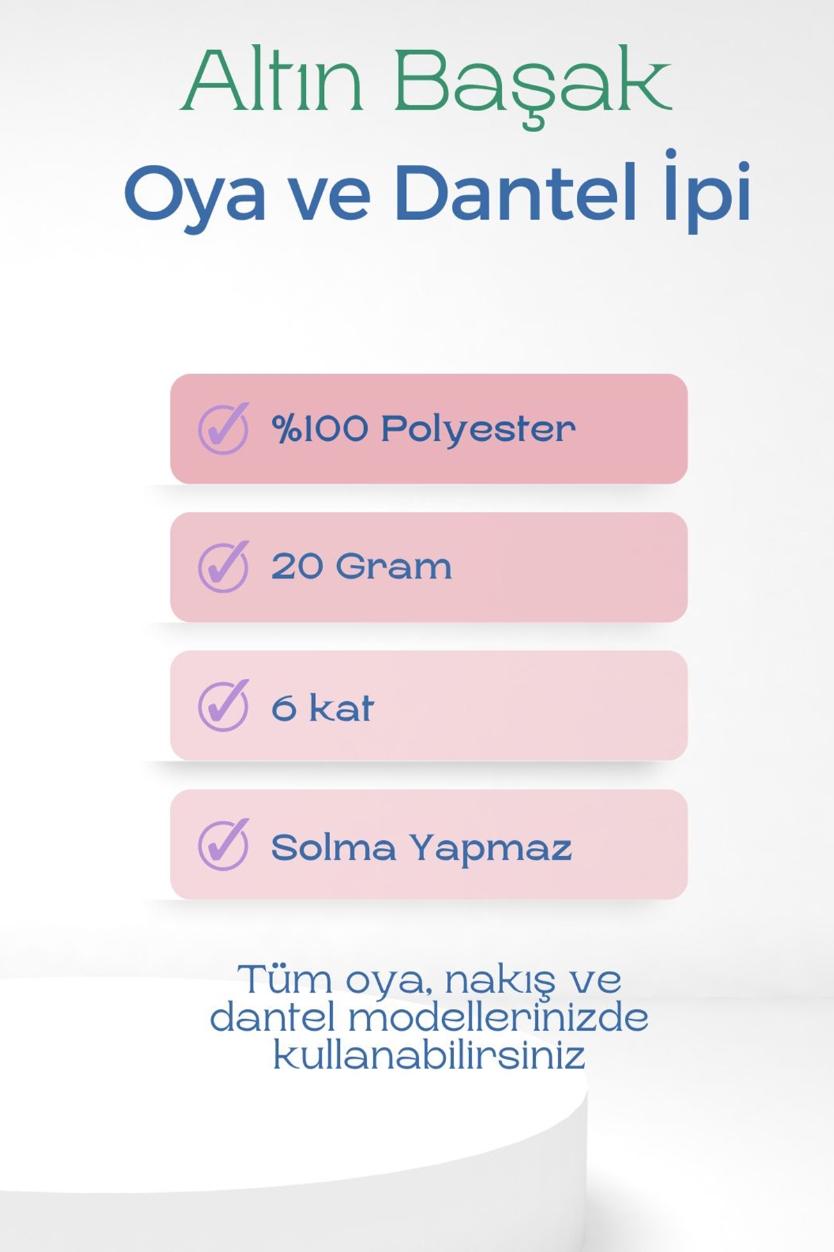 Altınbaşak Oya ve Dantel İpi 20 gr - Turk - No: BEYAZ