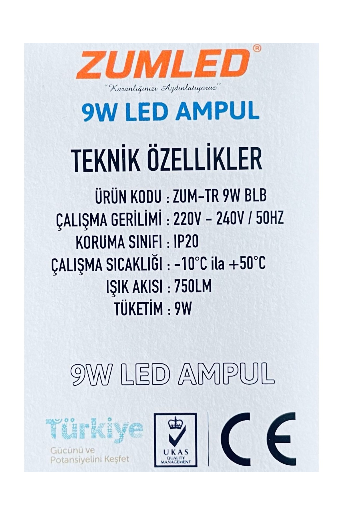 Zumled 9W Beyaz LED Ampul 201