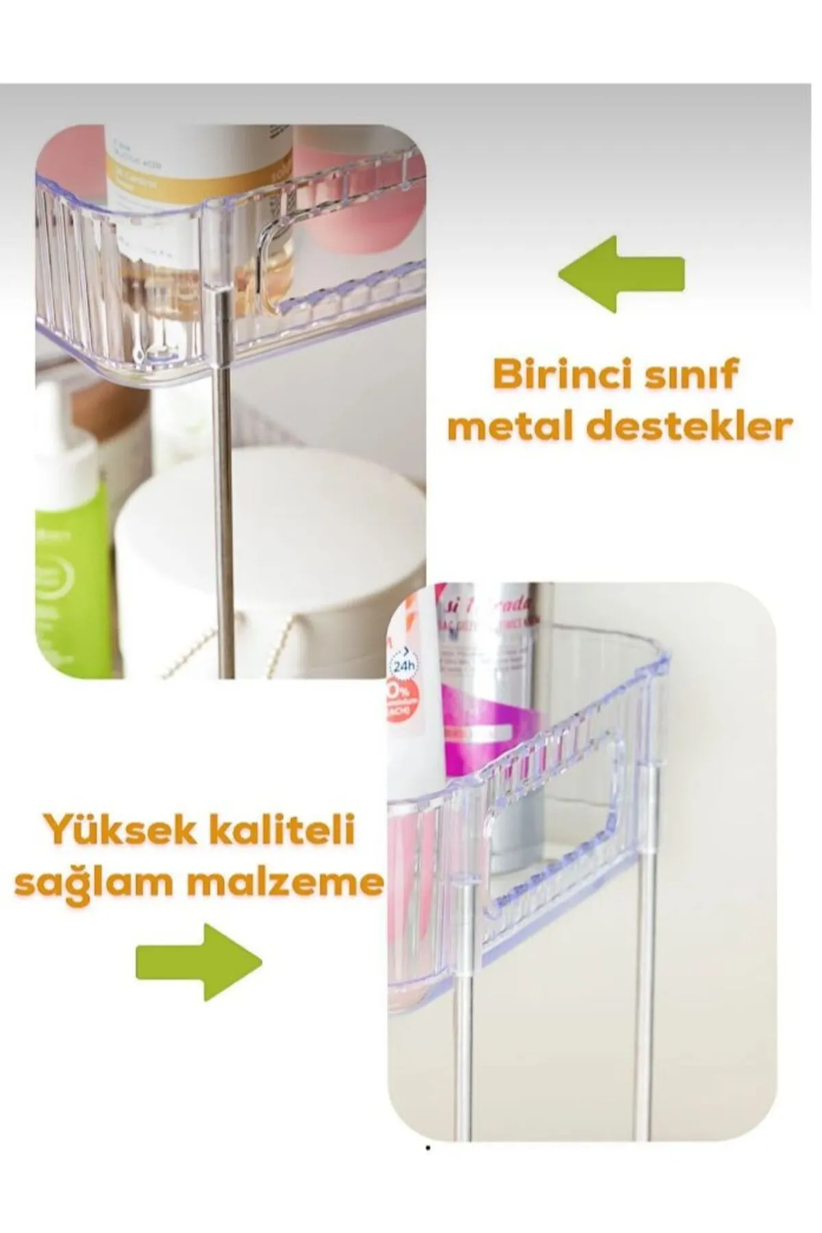 2 Katlı Çok Amaçlı Makyaj Organizeri - Takı Düzenleyici Banyo Rafı Şampuanlık RYLHD0103